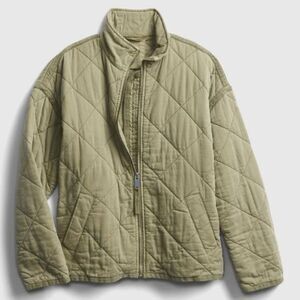 GAP Women's Army Green Quilted Cotton Bomber Coat Jacket, Size XL Tall
